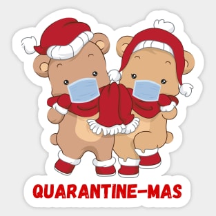 Quarantine-Mas Christmas Bears Christmas Quarantine Cute Bears Wearing Masks Funny Christmas Gift Bear Couple Christmas Couple Sticker